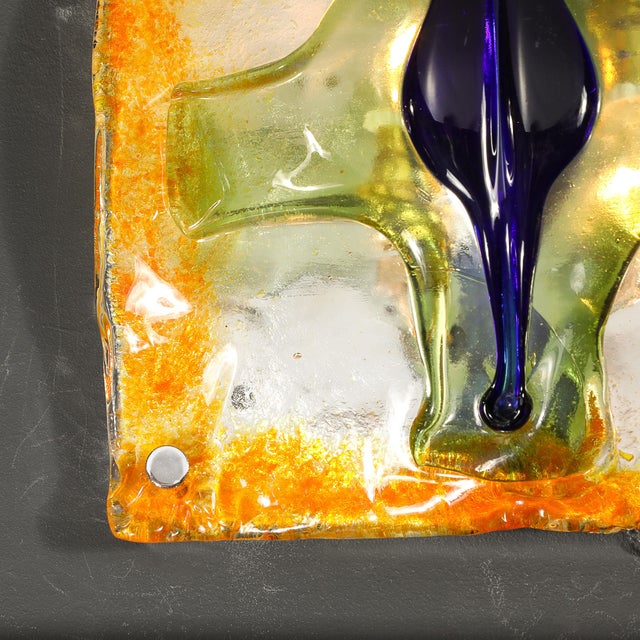Glass Mid-Century Hand-Blown Amber, Green & Blue Murano Glass Sconces by Mazzega For Sale - Image 7 of 18