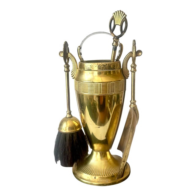 Small Vintage Brass Urn Fireplace Tool Set | Made in England For Sale