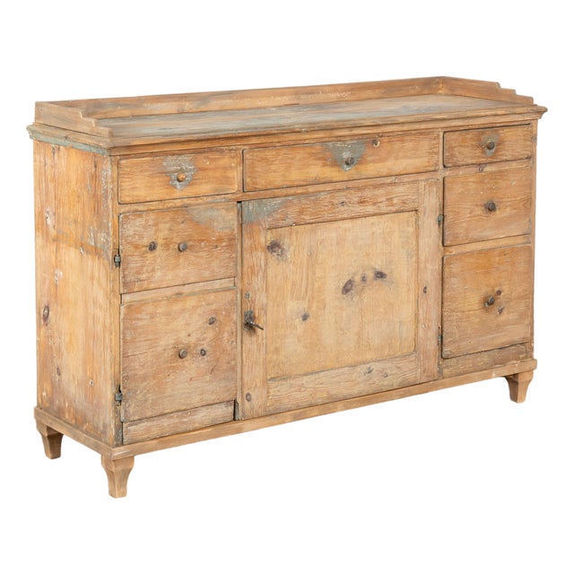19th Century Swedish Rustic Pine Sideboard Console For Sale