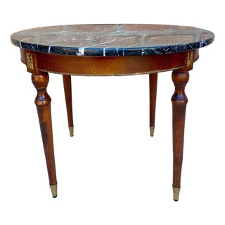 French Bronze Mounted Center, End or Sofa Table with Black Marble Top, 1940s For Sale