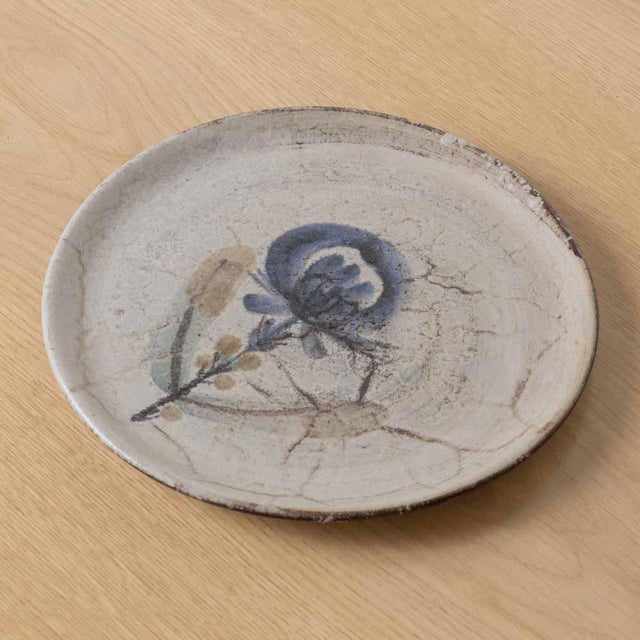 1950s Mid 20th Century French Ceramic Painted Flower Plate by Gustave Reynaud For Sale - Image 5 of 9