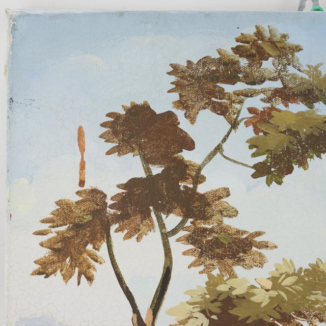 Early 21st Century Vintage Horseback Riders Landscape Painting With Tower and Village For Sale - Image 5 of 9