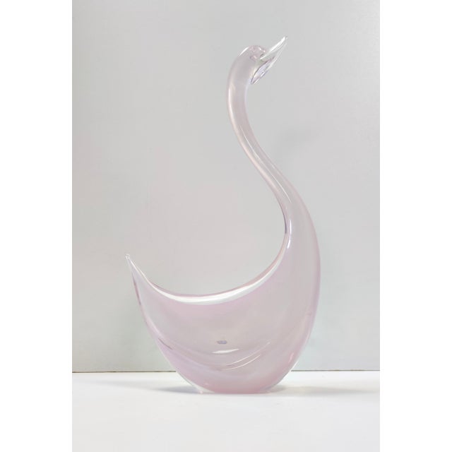 Vintage Italian Pink Sommerso Murano Glass Swan by Elio Raffaeli, 1980s For Sale - Image 11 of 18