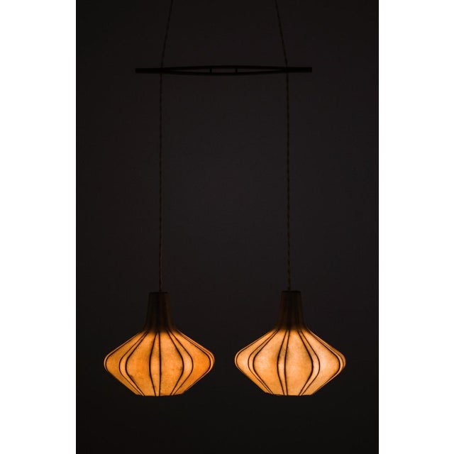 Ceiling Lamp in Plastic and Teak, 1950s For Sale - Image 4 of 8