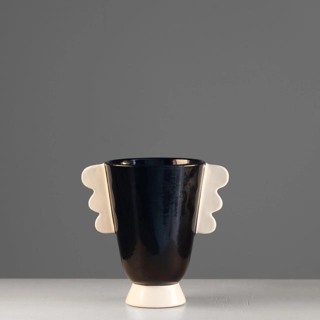 1980s Vintage Black and White Ceramic Vase from Rometti, 1980 For Sale - Image 5 of 5