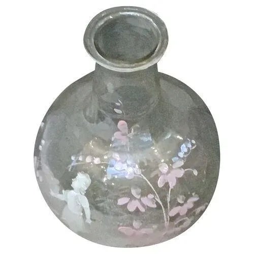 Victorian Antique M. Gregory Enamel Painted Glass Vase For Sale - Image 3 of 6