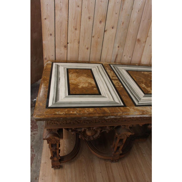 Brown Console Table in Carved Wood For Sale - Image 8 of 18