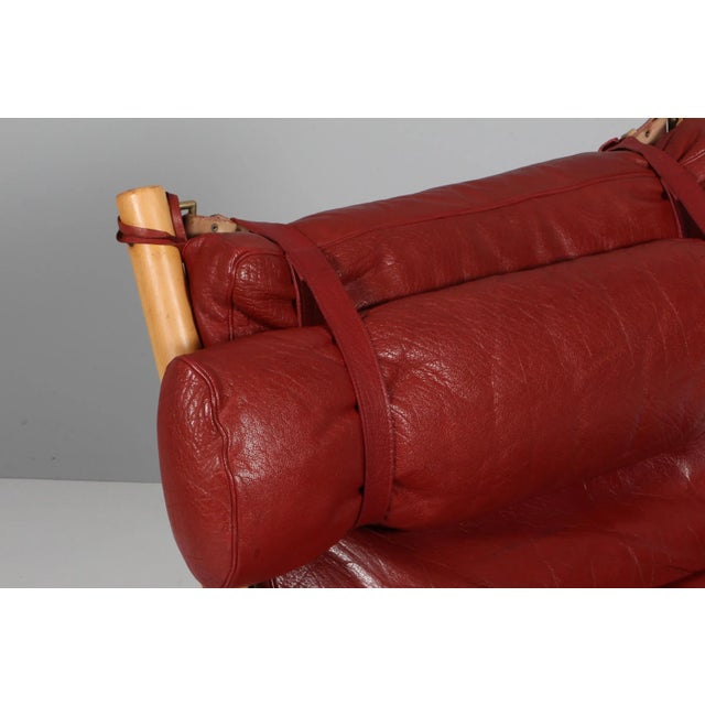 Wood Set of Inca Lounge Chair with Ottoman in Original Leather by Arne Norell, 1970s For Sale - Image 7 of 11