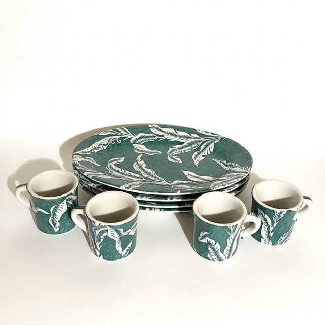 Mid-Century Modern 1950s Mid Century Tepco Palm Banana Leaf Restaurant Ware Set for 4 - 8 Pieces For Sale - Image 3 of 6