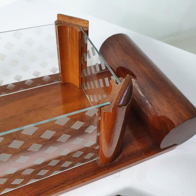 Art Deco Decorative Box in Walnut and Etched Glass, Italy, 1930 For Sale - Image 8 of 9