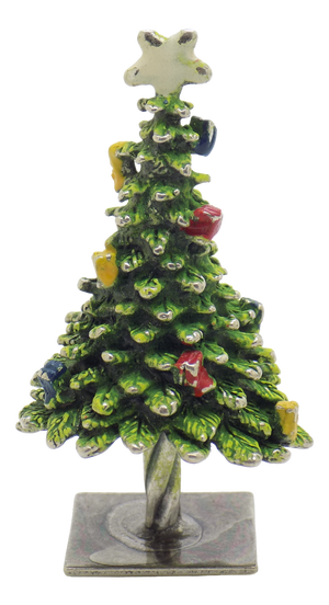 Vintage Italian Silver 800 and Enamelled Christmas Tree Figurine from Arezzo, Tuscany, 1970s