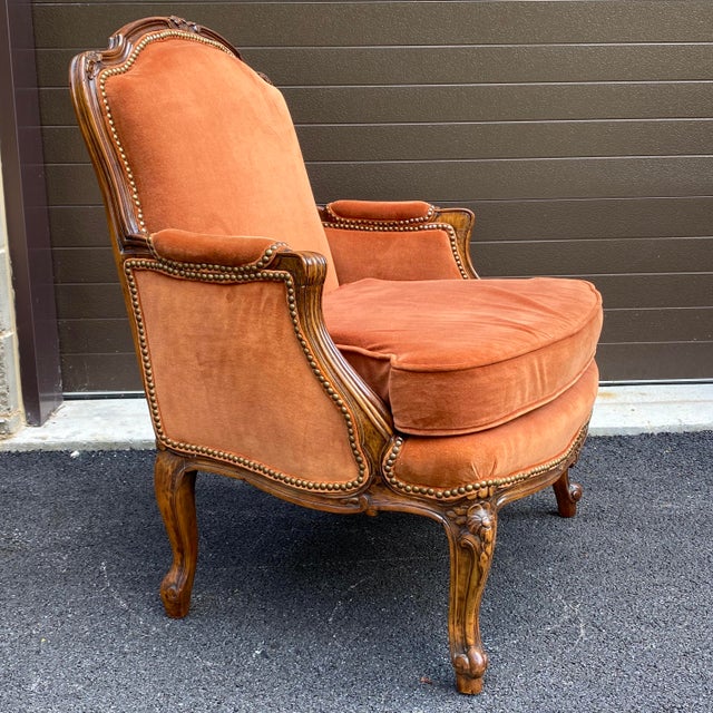 Antique French Carved Walnut Bergere Chair Chairish