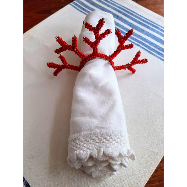Red Coral Beaded Napkin Rings For Sale In Fayetteville, AR - Image 6 of 13