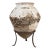 1930s Greek Terracotta Olive Oil Jar on Custom Wrought Iron Stand For Sale