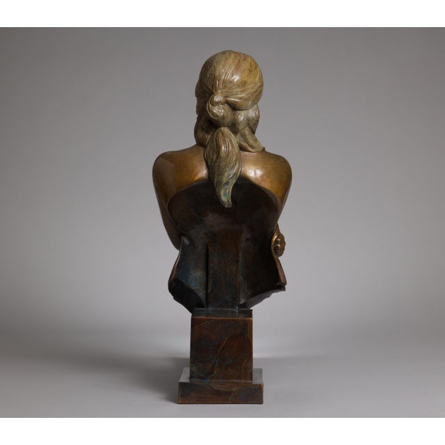 2004 "Dreamer" Contemporary Figurative Bronze Bust Sculpture by Rodd Ambroson - signed verso For Sale - Image 4 of 5