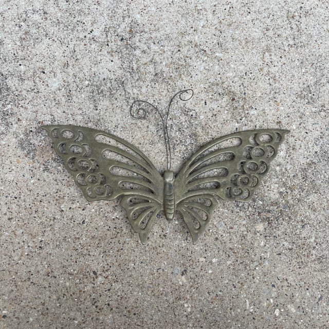 Mid-Century Modern Wall Hanging Brass Butterfly For Sale - Image 3 of 5