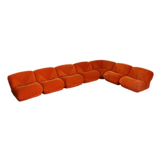 Patate Modular Sofa in Orange Corduroy from Airborne, 1970s, Set of 7 For Sale