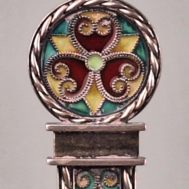 Antique Norwegian Silver and Plique-À-Jour Enamel Spoon attributed to Jacob Tostrup, 1880s For Sale - Image 5 of 7
