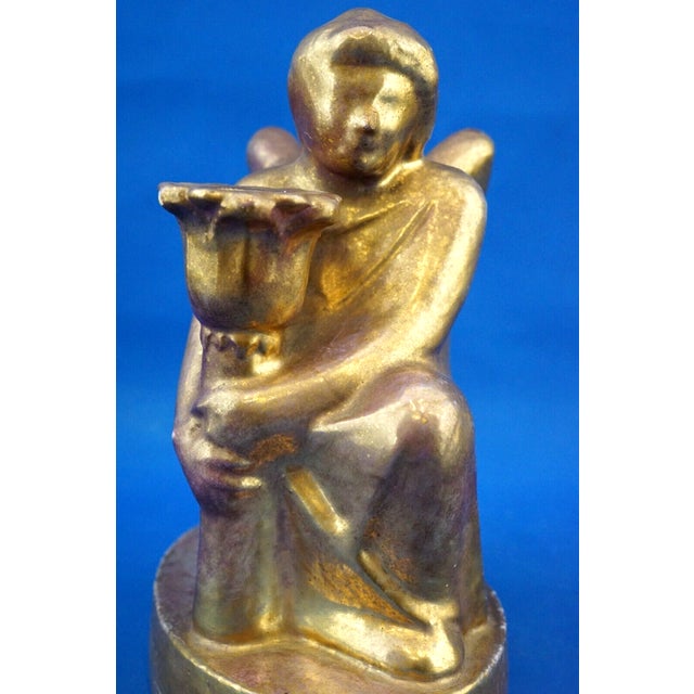 20th Century Candleholder Sculpture Angel in Gilded Terracotta by Carlo Sbisà, Italy, 1930s For Sale - Image 14 of 18