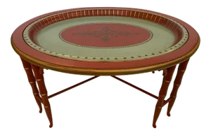 Faux Bamboo and Painted Tray Coffee Table