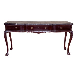 Early 20th Century Regency Console Table with Three drawers and Black Marble For Sale