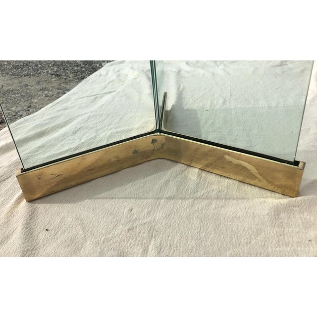 Metal 1970s Glass Dining Table With Double Pedestal Glass and Brass Base From Pace For Sale - Image 7 of 11
