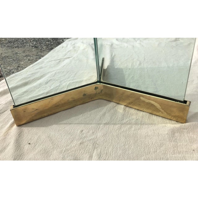 Metal 1970s Pace Collection Glass Dining Table With Double Pedestal Glass and Brass Base For Sale - Image 7 of 11