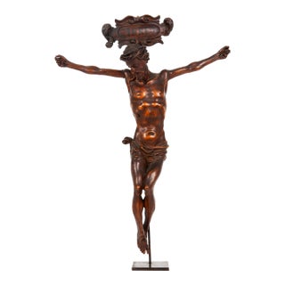 18th Century Finely Carved Boxwood Corpus Christi on Stand For Sale