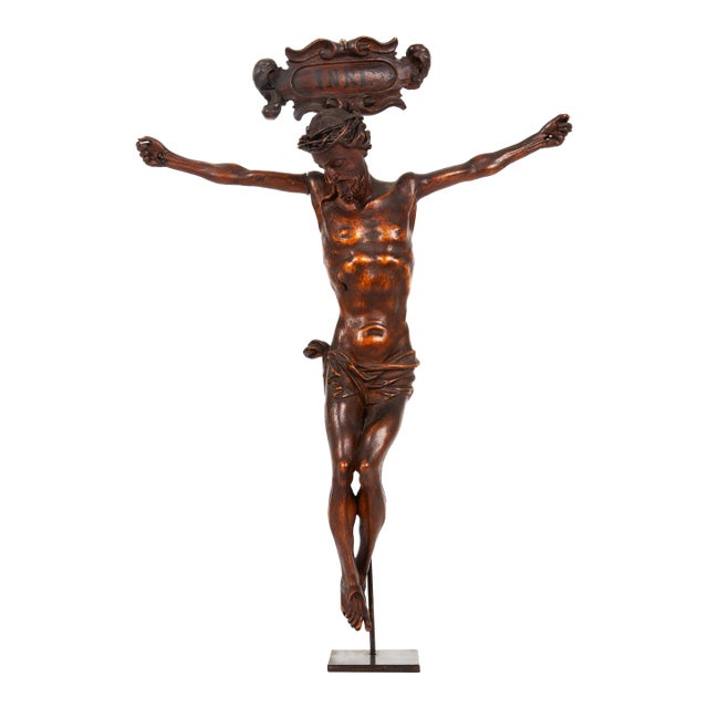 18th Century Finely Carved Boxwood Corpus Christi on Stand For Sale