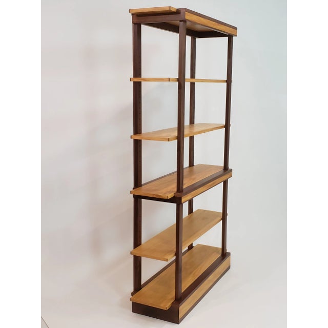 Mid-Century Modern Walnut With Contrasting Prima Vera _ Etagere Transitional For Sale - Image 3 of 8
