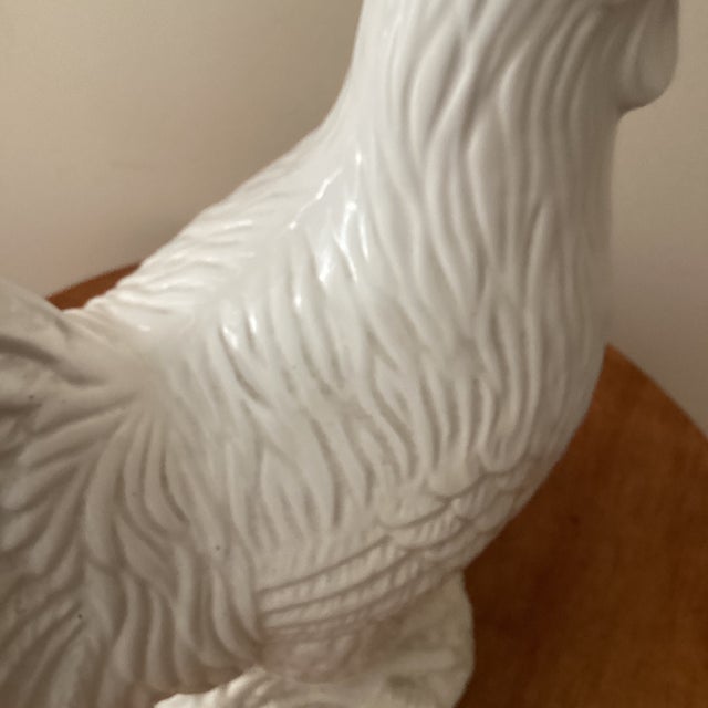 Ceramic Vintage Collectible Large White Ceramic Rooster Figurine # 51/71 Signed For Sale - Image 7 of 12