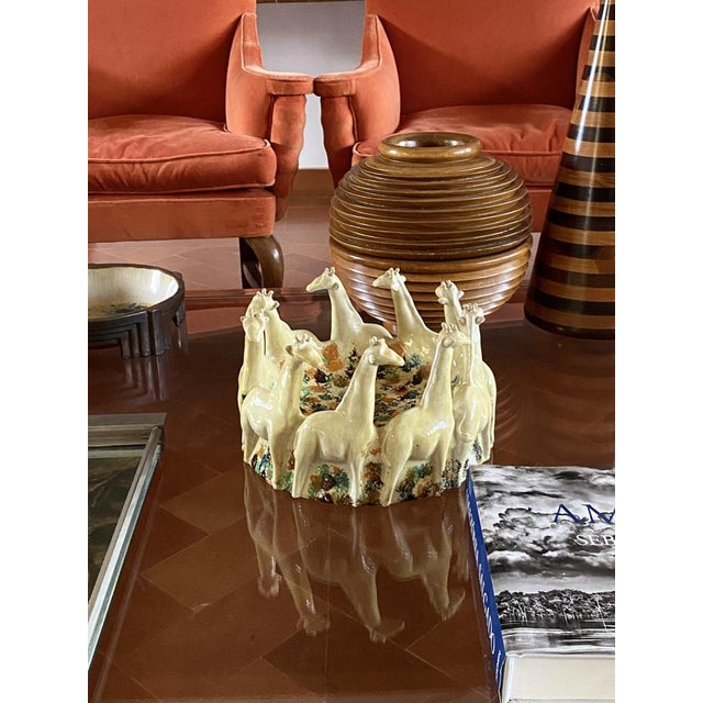 Postmodern Giraffe Ceramic Centerpiece or Vide Poche from ND Dolfi Montelupo Italy, 1990s For Sale - Image 10 of 18