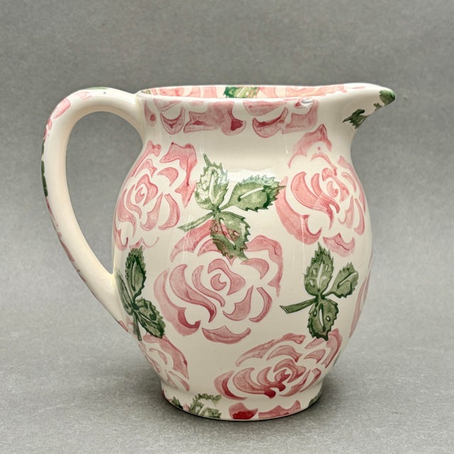Shabby Chic Vintage Haldon Group Pink Rose Ceramic Pitcher For Sale - Image 3 of 9