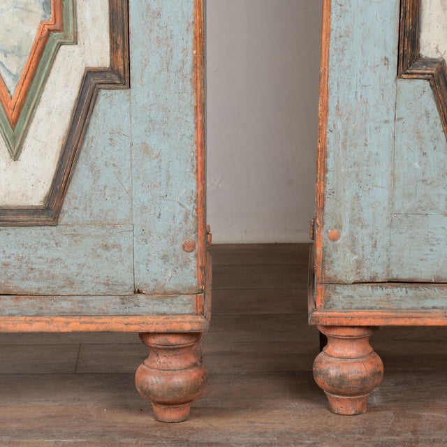 Late 18th Century Original Painted Pair of Swedish Baroque Narrow Cabinets For Sale - Image 13 of 15