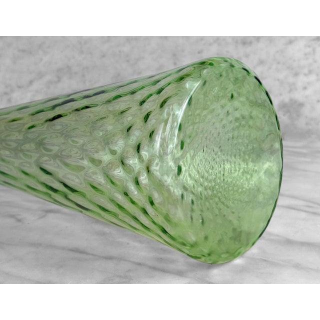 Glass Mid-Century 24″ Italian Empoli Green Optic Art Glass Genie Bottle For Sale - Image 7 of 8