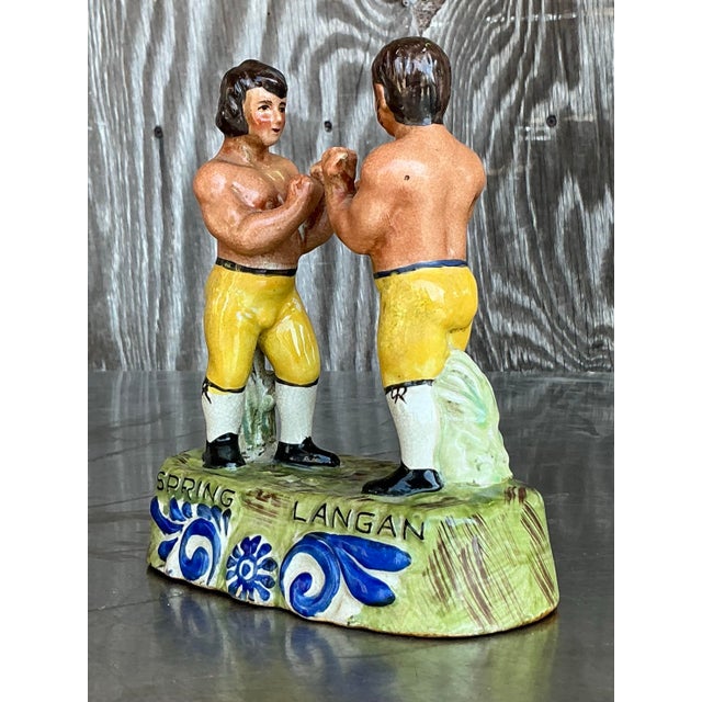 Vintage Boho Staffordshire Boxing Figurine For Sale In West Palm - Image 6 of 12