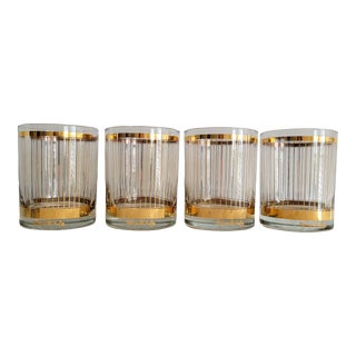 1970s Georges Briard Signed Mirror Gold Double Old-Fashioned Glasses- Set of 4 For Sale