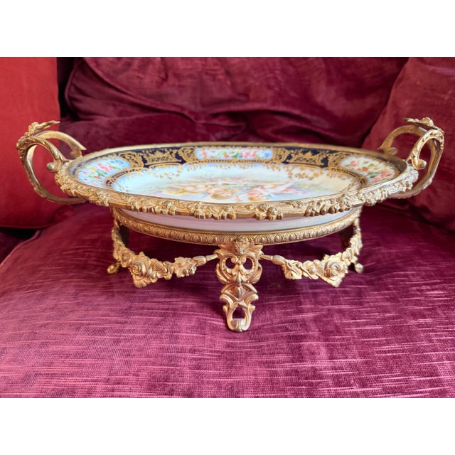 Antique French Sèvres Style Gilt Bronze Mounted Porcelain Centerpiece, Signed A. Collot, C. 1900 For Sale - Image 10 of 15