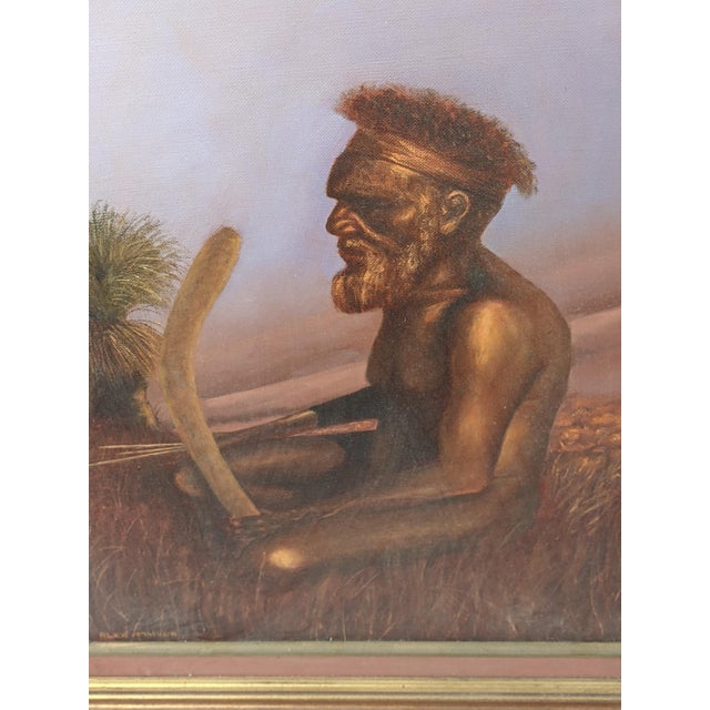Late 20th Century "The Lonely Hunter" by Alex McIvor, Signed Original Oil on Canvas of an Australian Aboriginal Elder For Sale - Image 11 of 15