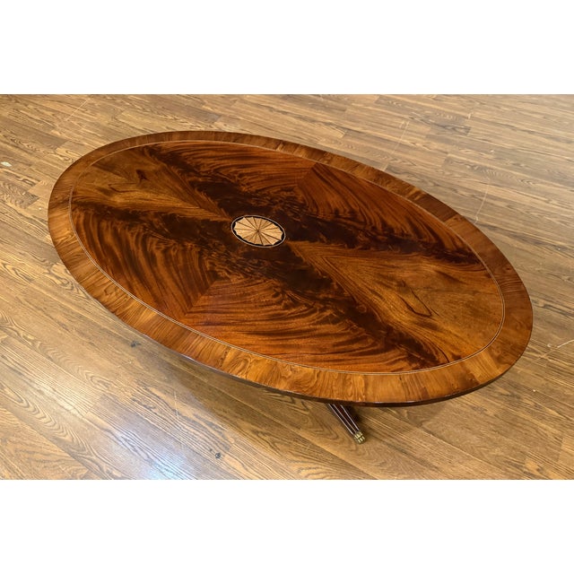 Georgian Oval Mahogany Cocktail Table by Leighton Hall - Showroom Sample For Sale - Image 9 of 17