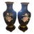Pair of Late 20th Century Black Cloisonné Vases With Pink Roses For Sale
