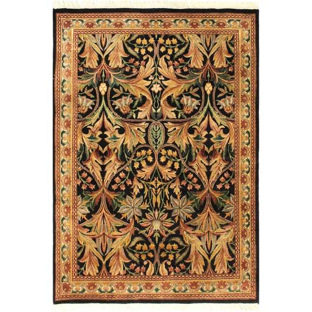 Black Shabby Chic International Pak-Persian Latanya Black/Beige Wool Rug - 4'1'' X 5'1'' For Sale - Image 8 of 9