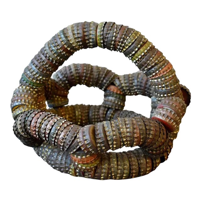 Vintage Folk Art Bottle Cap Sculptural Basket, Circa 1930s/40s For Sale