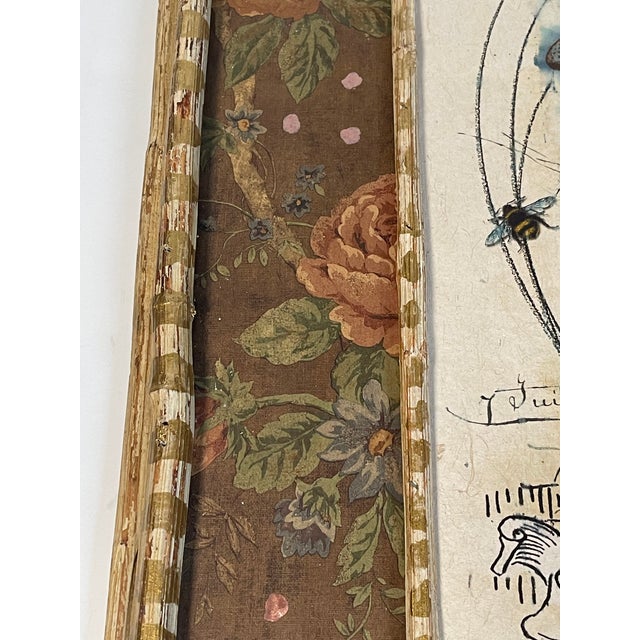 Antique poster art Plant Floweers for Bees in rustic frame with roses, gold and copper tone accents.