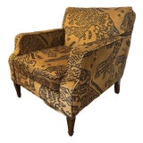 Tiger Mountain Velvet, Dedar Milano, Print Upholstered Accent Arm Chair For Sale