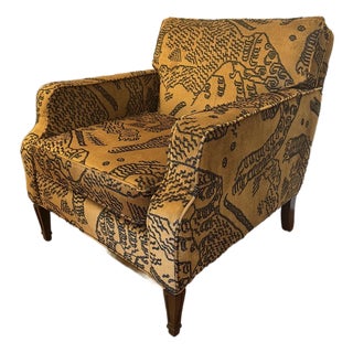 Tiger Mountain Velvet, Dedar Milano, Print Upholstered Accent Arm Chair For Sale
