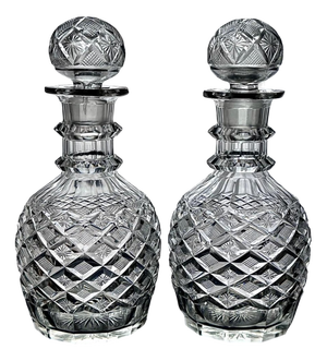 Victorian Cut-Glass Decanters with Diamond and Hobnail Cutting, 1890s, Set of 2