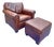 Vintage Restoration Hardware Style Leather Chair and Ottoman Set For Sale