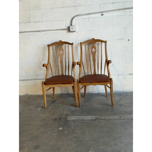 1960s Oak Wood Armchairs Sculptural Accent Chairs Denmark Set of 2 1960s For Sale - Image 5 of 11