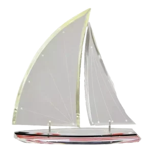 Vintage "J. Fenri Mid Century Modern Style Lucite Sculpture of Sailboat